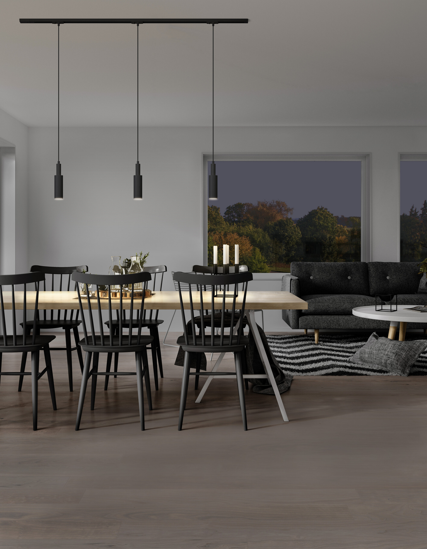 Kiskovalaisin LEDVANCE Tracklight Cylinder Pendant GU10-lampunpitimellä musta