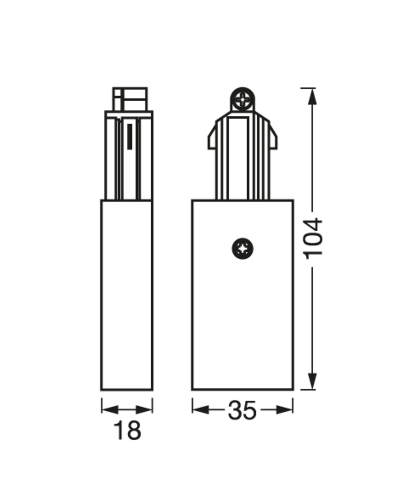 Kiskovalaisin kytkentäkotelo LEDVANCE Tracklight Supply Connector valkoinen