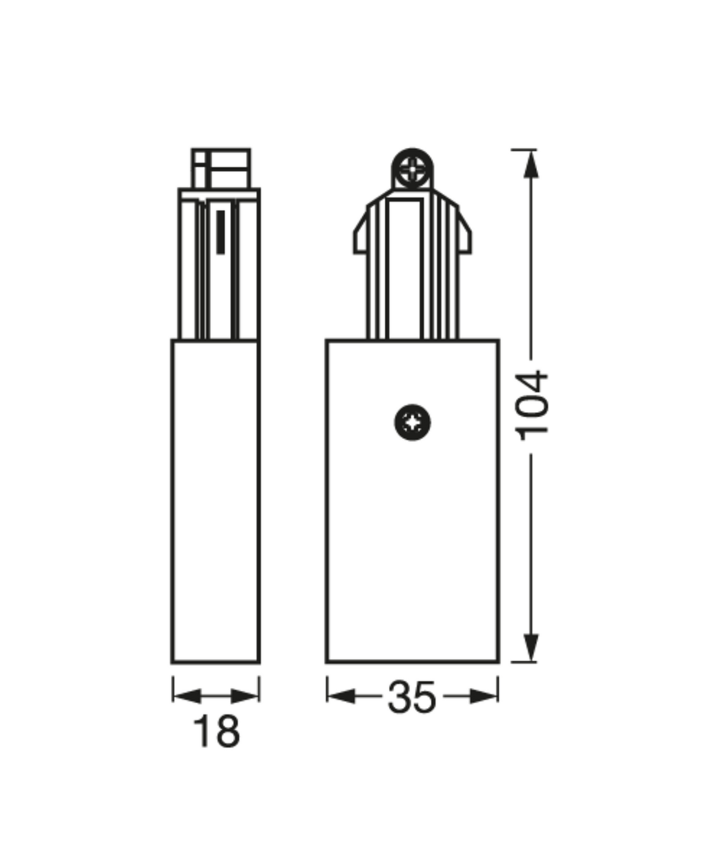 Kiskovalaisin kytkentäkotelo LEDVANCE Tracklight Supply Connector musta