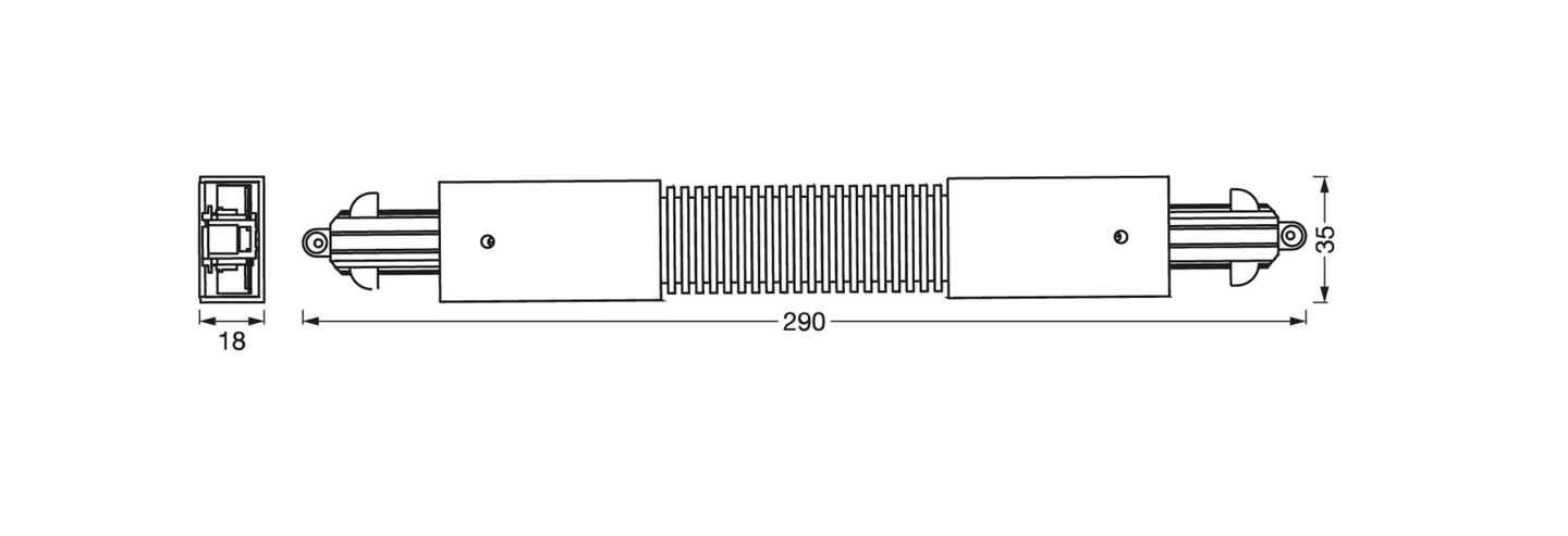 Kiskovalaisin jatkoliitin LEDVANCE Tracklight Flexible kosketinkiskoon musta
