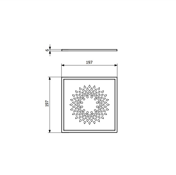 Neliökansi Purus Drop design-kansi 200x6mm