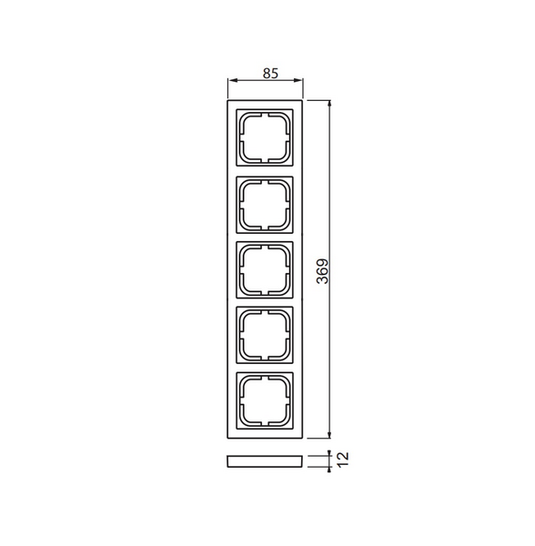 Peitelevy ABB IMPRESSIVO 5os IP21 85mm mattamusta