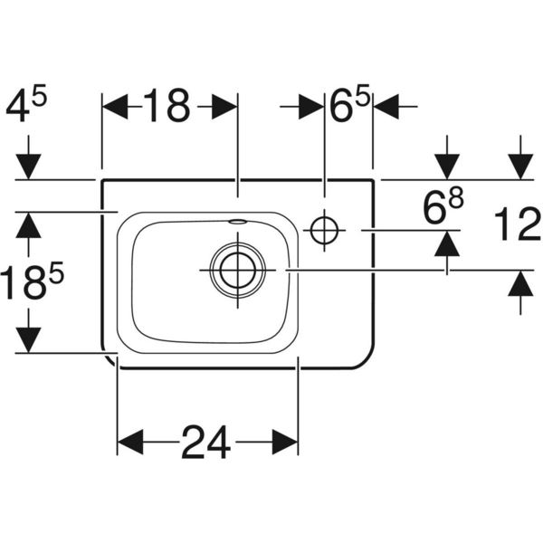 Pesuallas Geberit Renova Plan L36 S25cm valkoinen