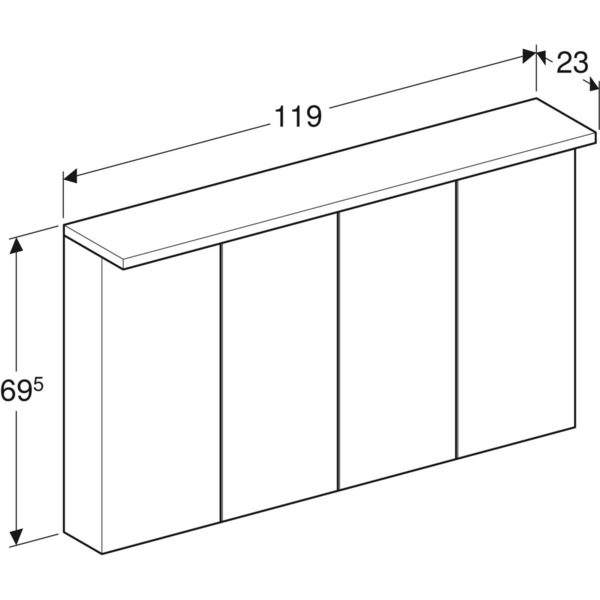 Peilikaappi IDO Reflect Inline L118,8 K69,5 S23cm valkoinen