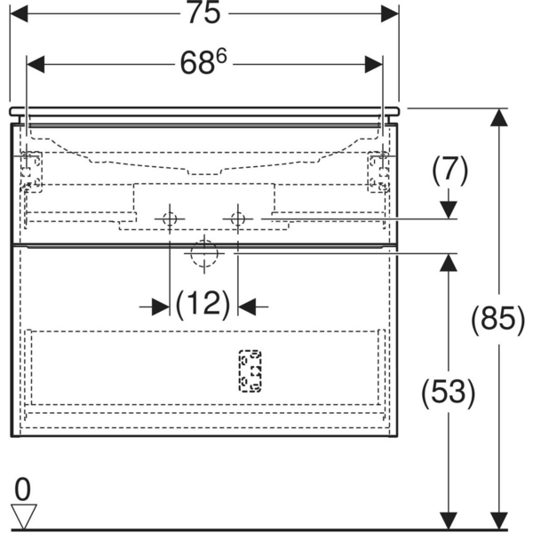 Allaskaappipaketti Geberit iCon L75 K63 S48cm tammi