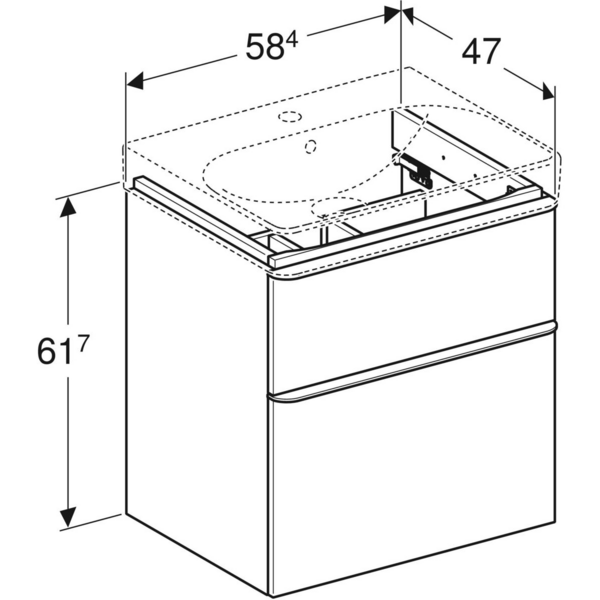 Allaskaappi Geberit Smyle Square K58,4 K61,7 S47cm hikkoripuu