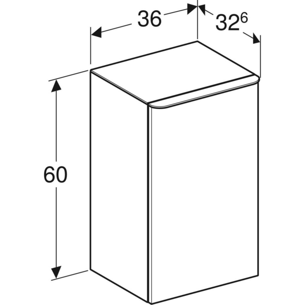 Sivukaappi Geberit Smyle Square L36 K60 S32,6cm hikkoripuu