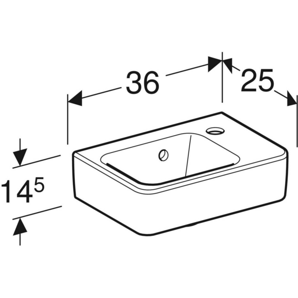 Pesuallas Geberit Renova Plan L36 S25cm valkoinen