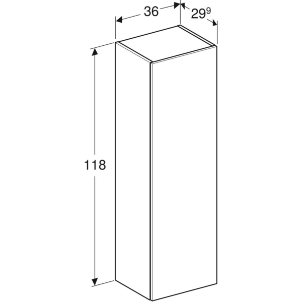 Puolikorkea kaappi Geberit Smyle Square L36 K118 S29,9cm hikkoripuu