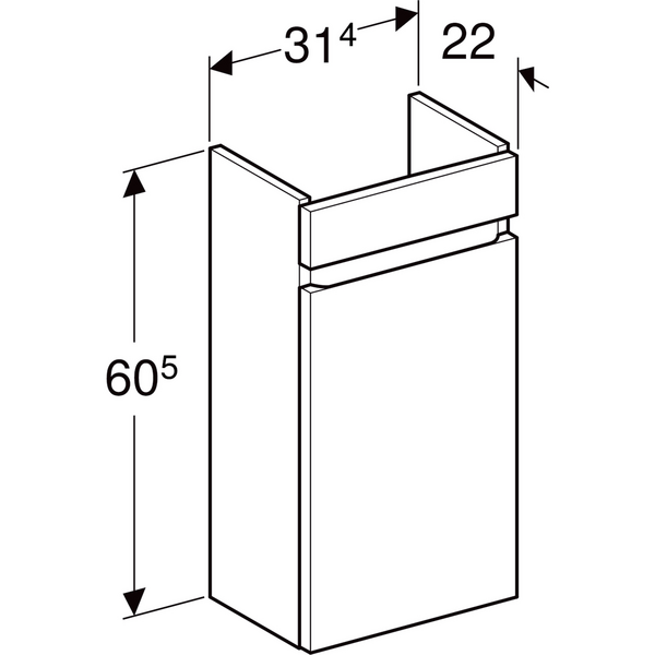 Allaskaappi Geberit Renova Plan L31,4 K60,5 S22cm valkoinen