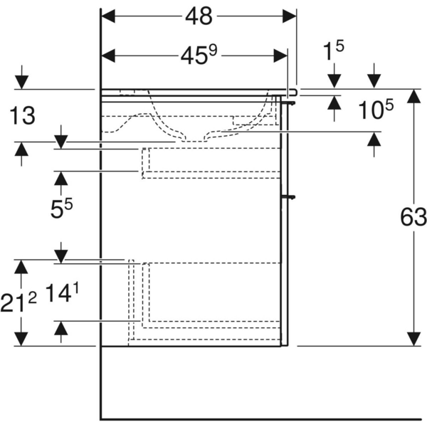 Allaskaappipaketti Geberit iCon L75 K63 S48cm valkoinen