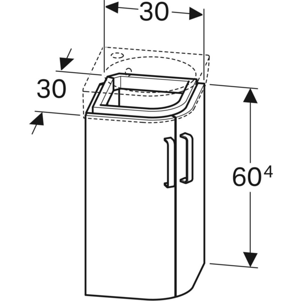 Allaskaappi Geberit Renova Compact L42,5 K60,4 S33cm valkoinen