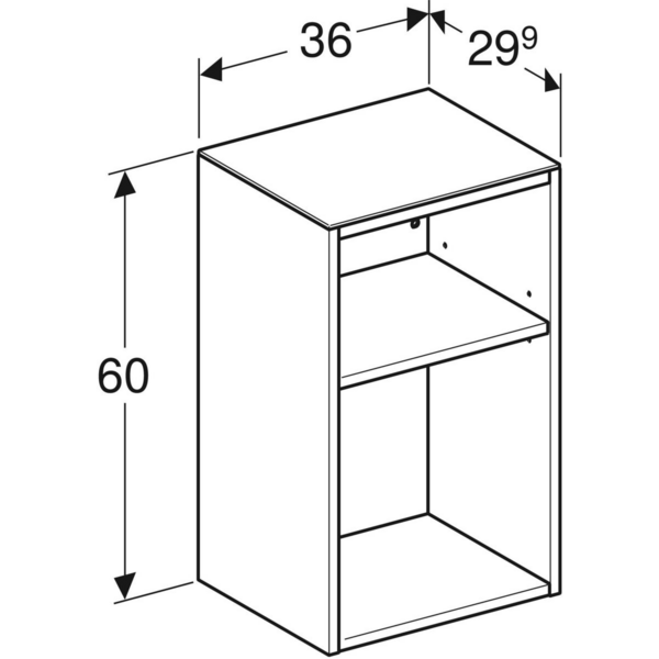 Avohylly Geberit Smyle Square L36 K60 S29,9cm hikkoripuu