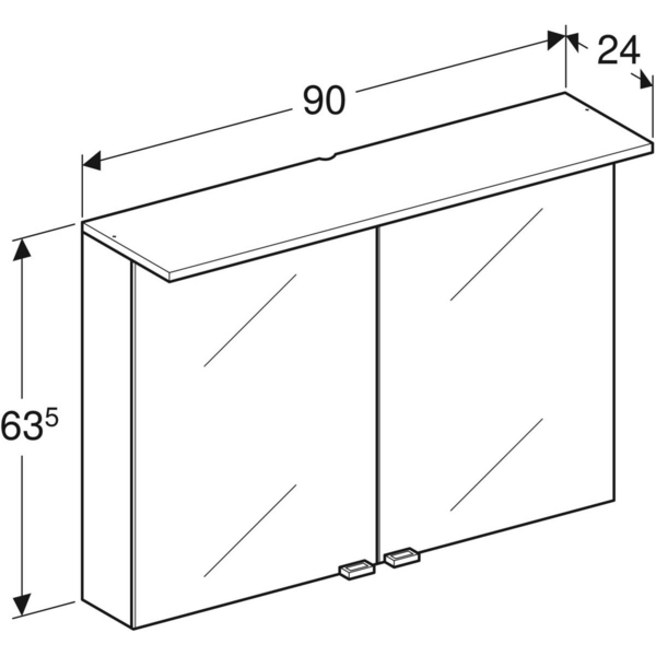 Peilikaappi IDO Reflect Spot L90 K63,5 S24cmvalkoinen