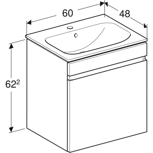 Allaskaappipaketti Geberit Renova Plan L60 K62,2 S48cm hikkoripuu