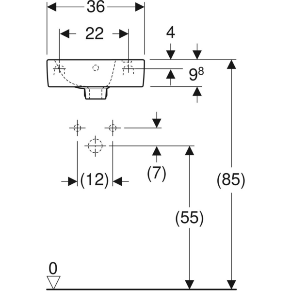 Pesuallas Geberit Renova Plan L36 S25cm valkoinen