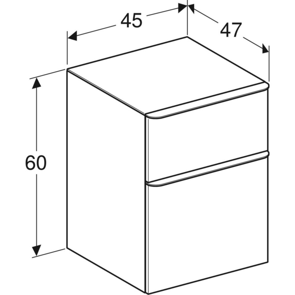 Sivukaappi Geberit Smyle Square L45 K60 S47cm hikkoripuu