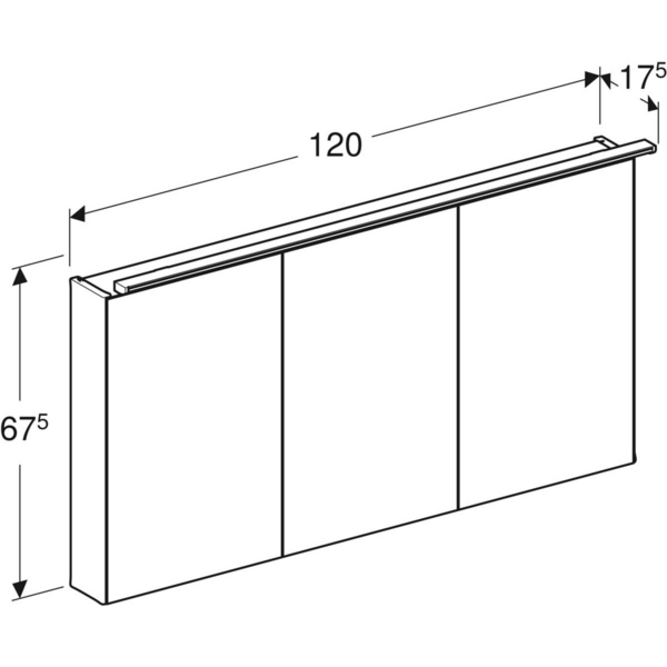 Peilikaappi IDO Reflect Top L120 K67,5 S17,5cm antrasiitti