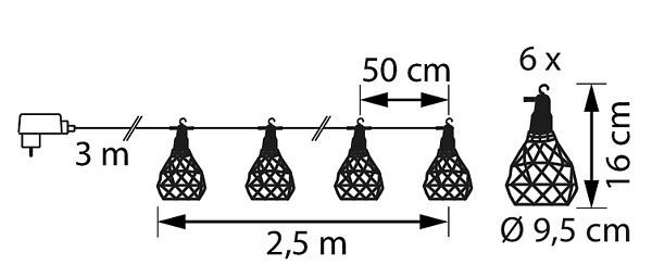 Rottinkilyhdyt Airam Boho led 6kpl IP44