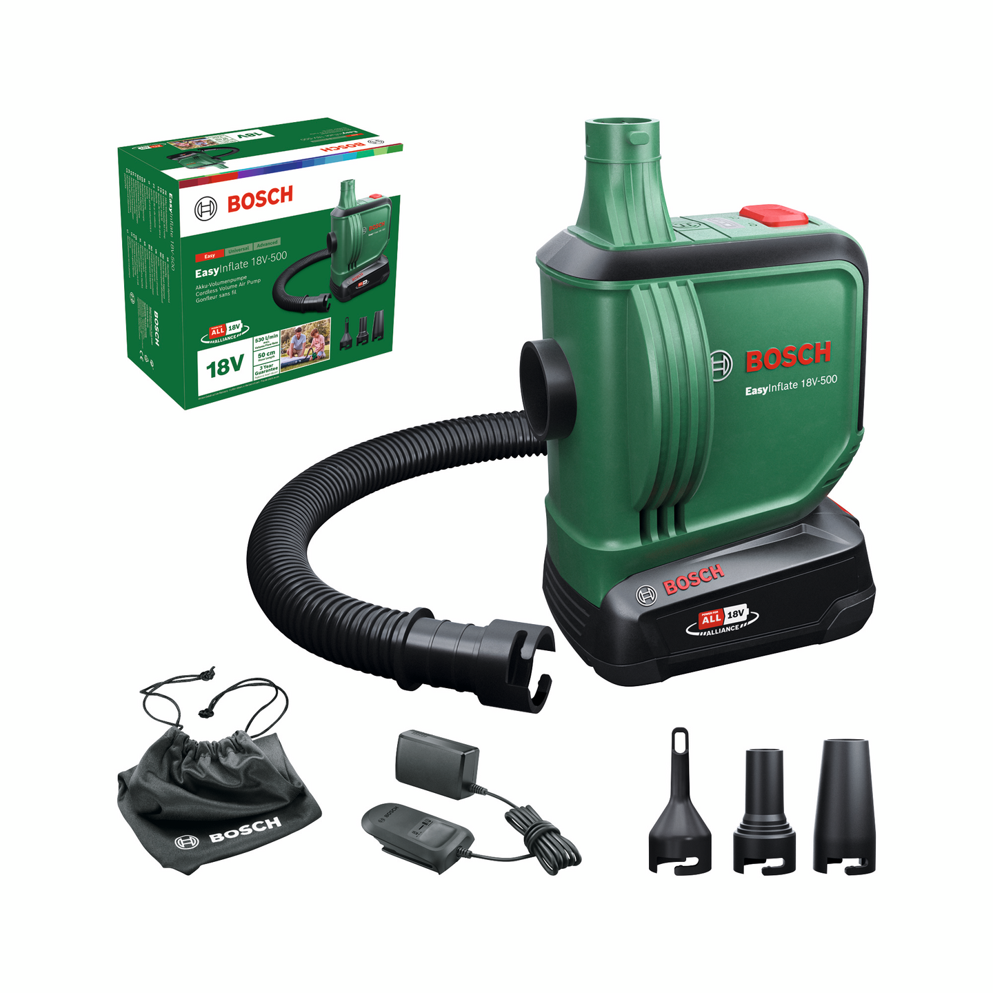 Akkupumppu Bosch EasyInflate 18V-500 1x2,0Ah