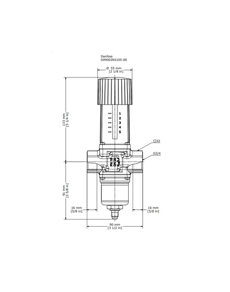 Vesiventtiili Danfoss WVFX-20 G3/4