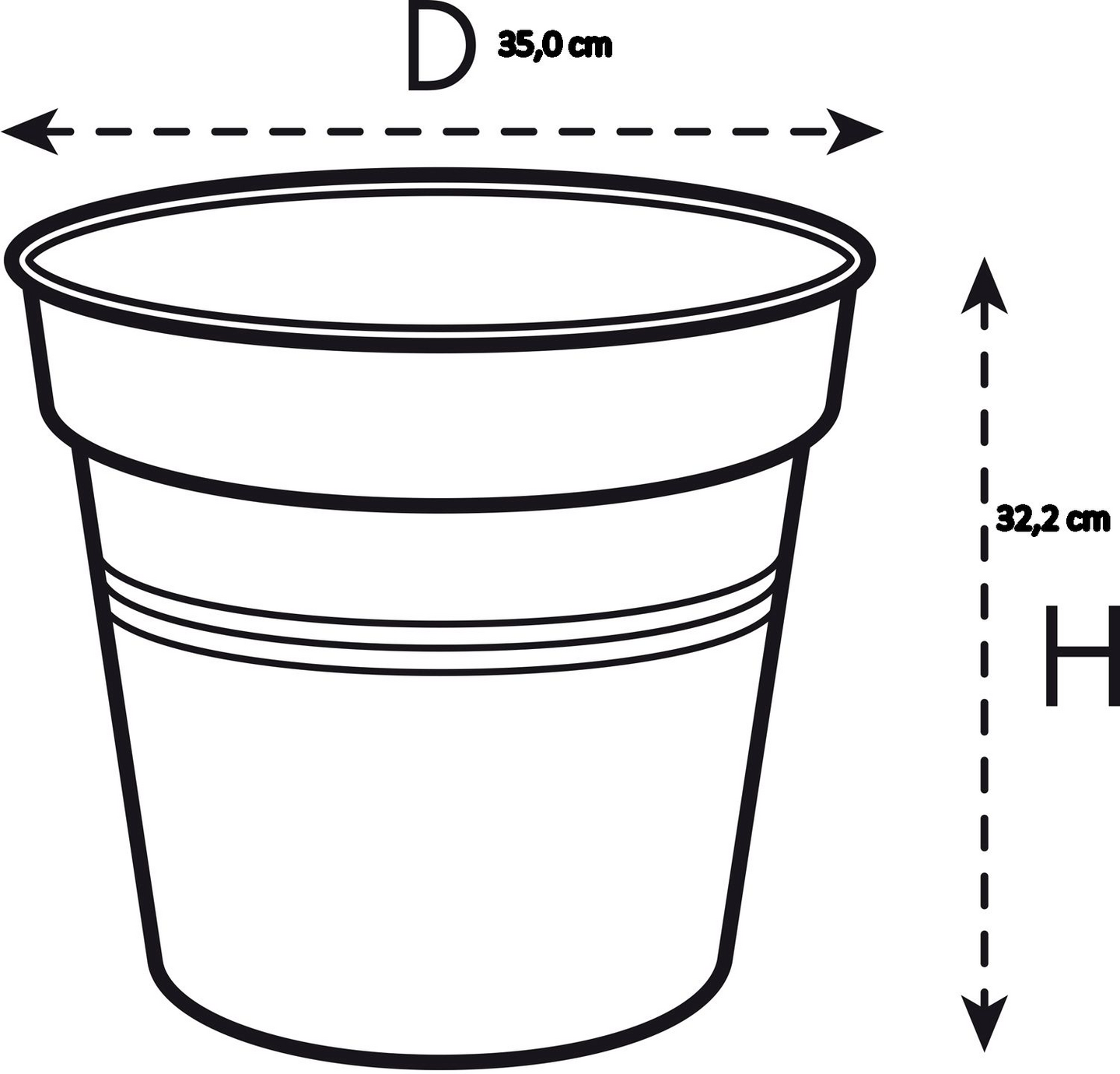 Kasvatusruukku Green Basics 35cm musta