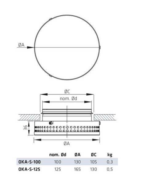 Saunan tuloilmaventtiili Climecon OKA-S 100