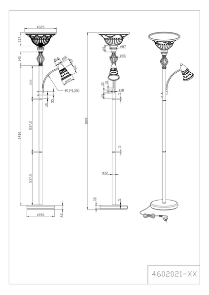 Lattiavalaisin TRIO 2-osainen 4602021-24 E27 ruskea