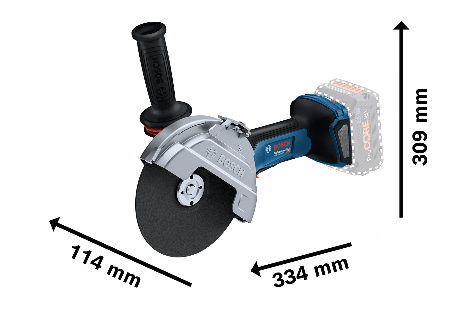 Akkukulmahiomakone Bosch GWS 18V-180 P Solo 2xInox-laikka + 1xtimanttilaikka