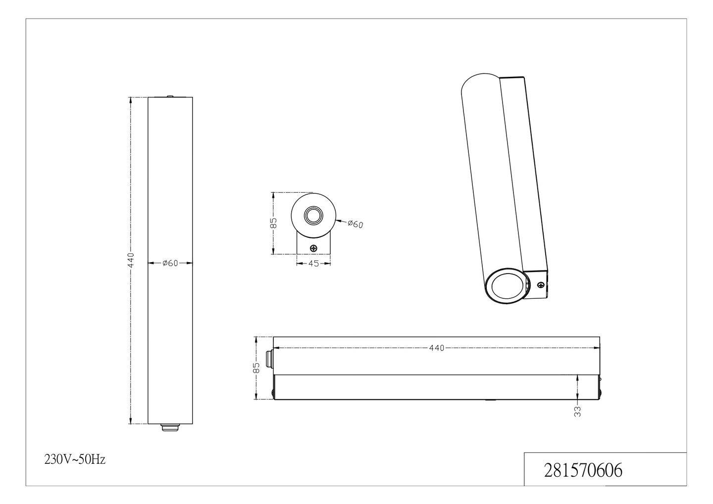Seinävalaisin TRIO H2O led 44cm 281570606 SMD IP44