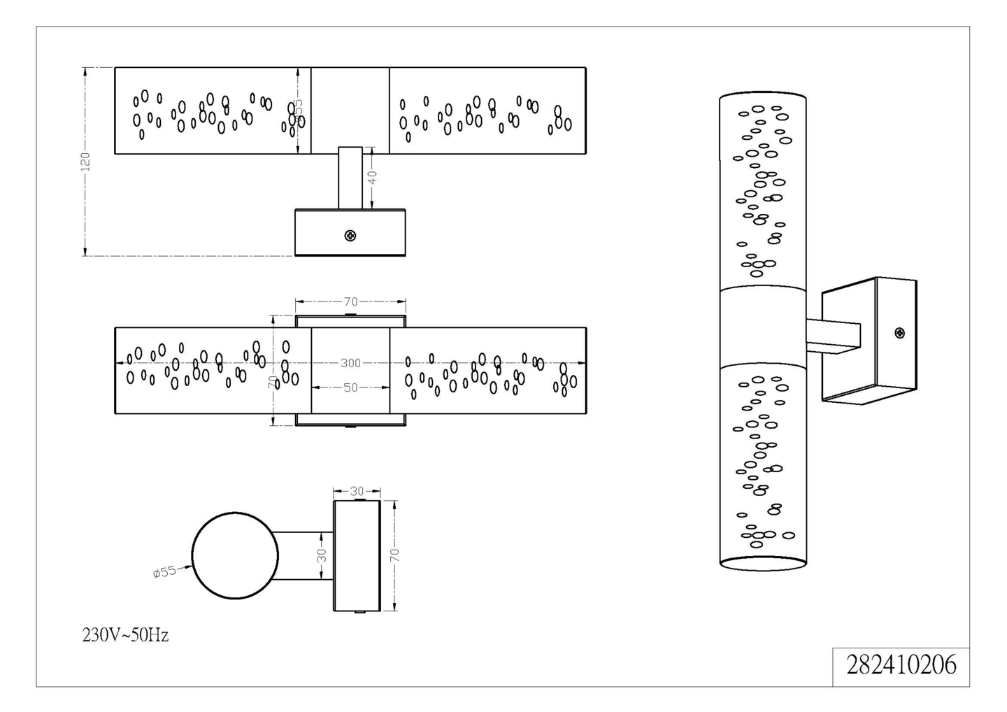 Seinävalaisin TRIO H2O Kupla led 282410206 2x3,1W 2-osainen IP44