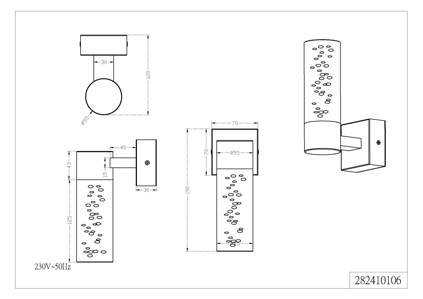 Seinävalaisin TRIO H2O kupla 282410106 led 3,2W 1-osainen IP44