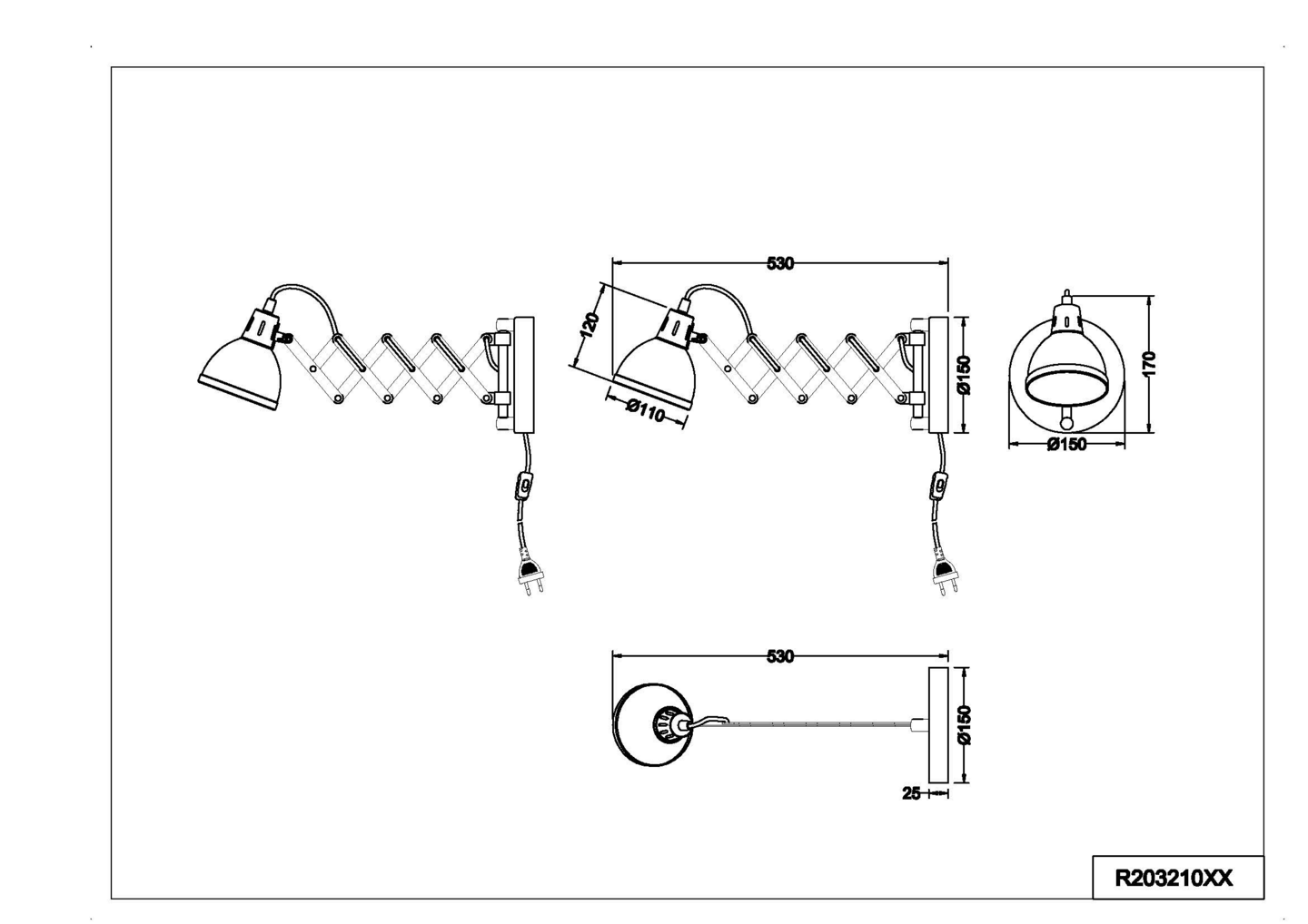 Seinävalaisin TRIO Scissor E14 betoninvärinen
