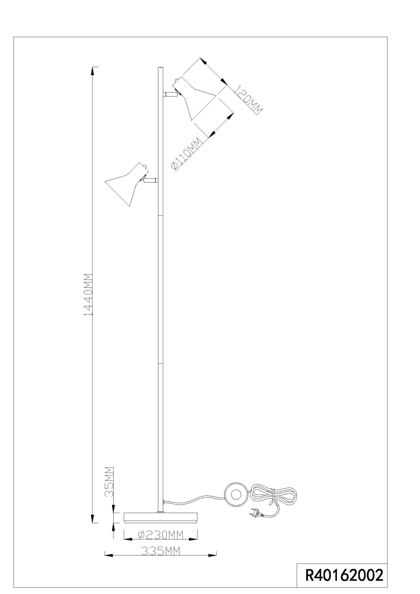 Lattiavalaisin TRIO Nina R40162002 E14 musta