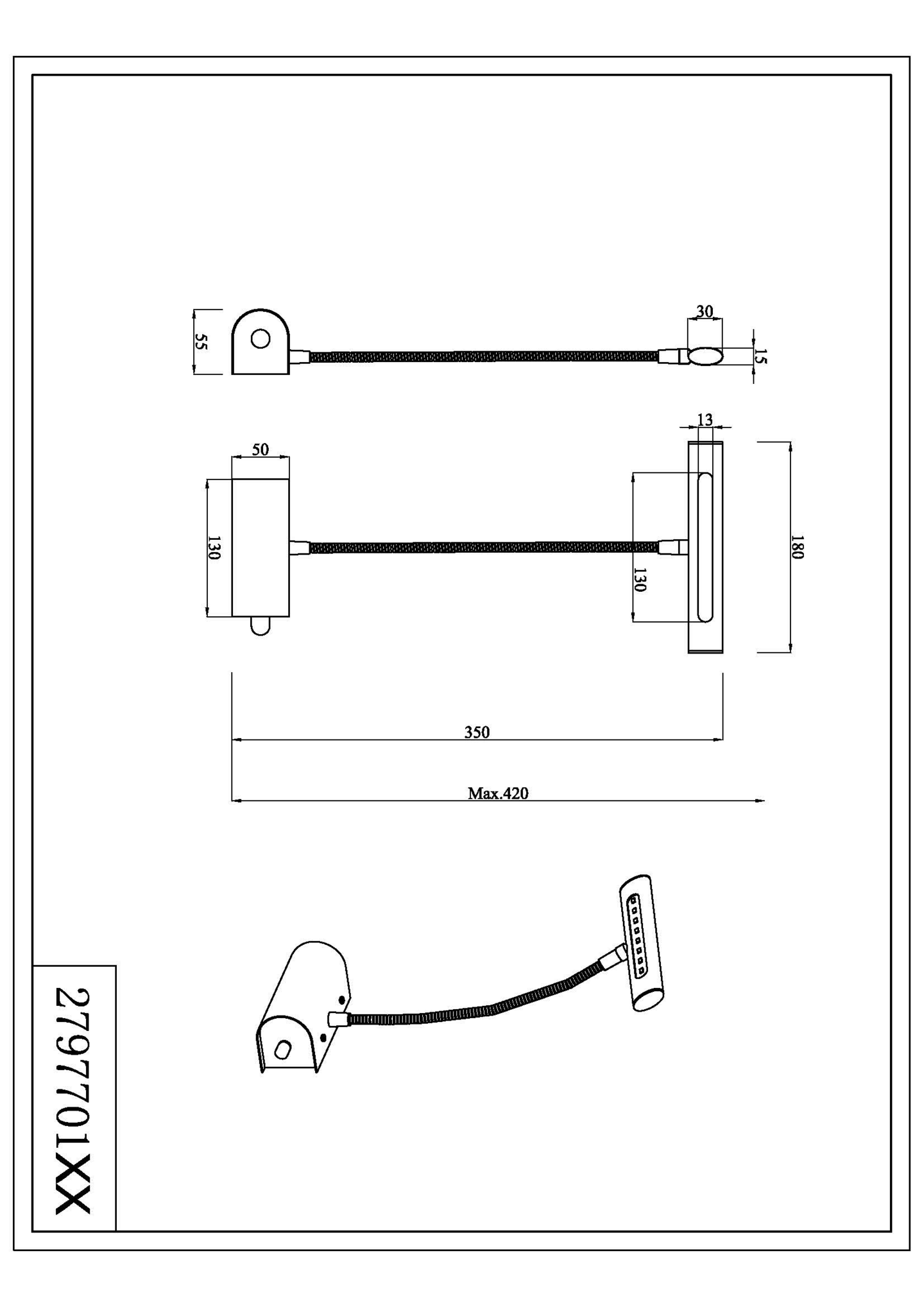 Tauluvalaisin TRIO Curtis led messinki