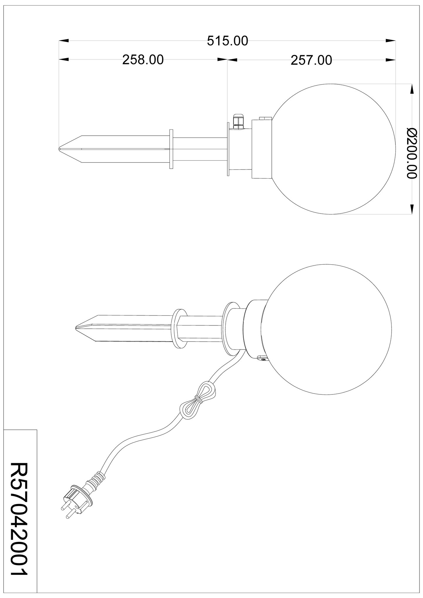 Puutarhavalaisin TRIO Bolo R57042001 E27 20cm