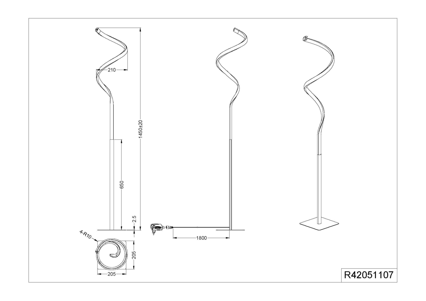 Lattiavalaisin TRIO Course led 11W harjattu teräs