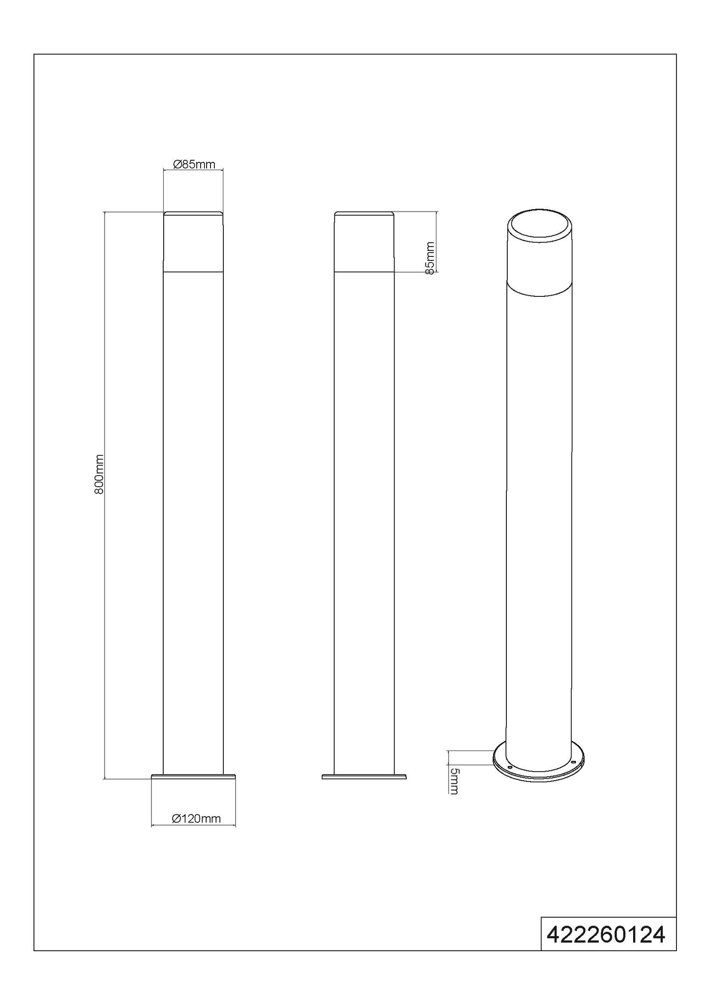 Ulkopylväsvalaisin TRIO Hoosic 80cm E27 rustiikki