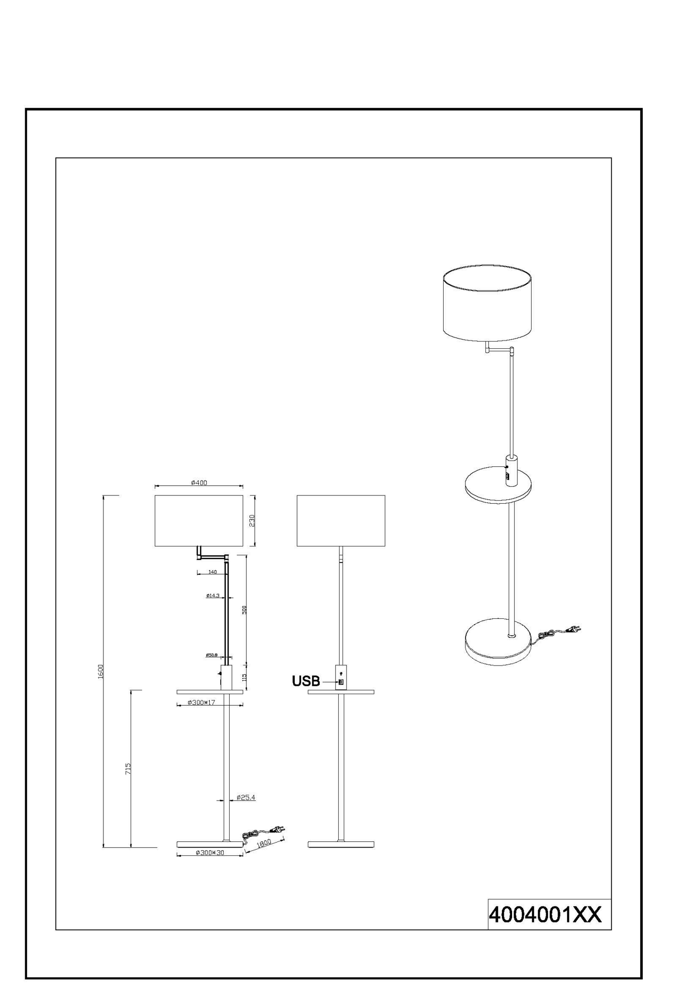 Lattiavalaisin TRIO Claas E27 musta