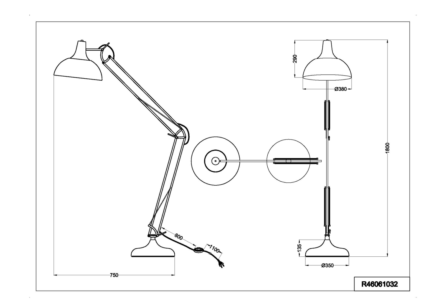 Lattiavalaisin TRIO Salvador M R46061032 musta