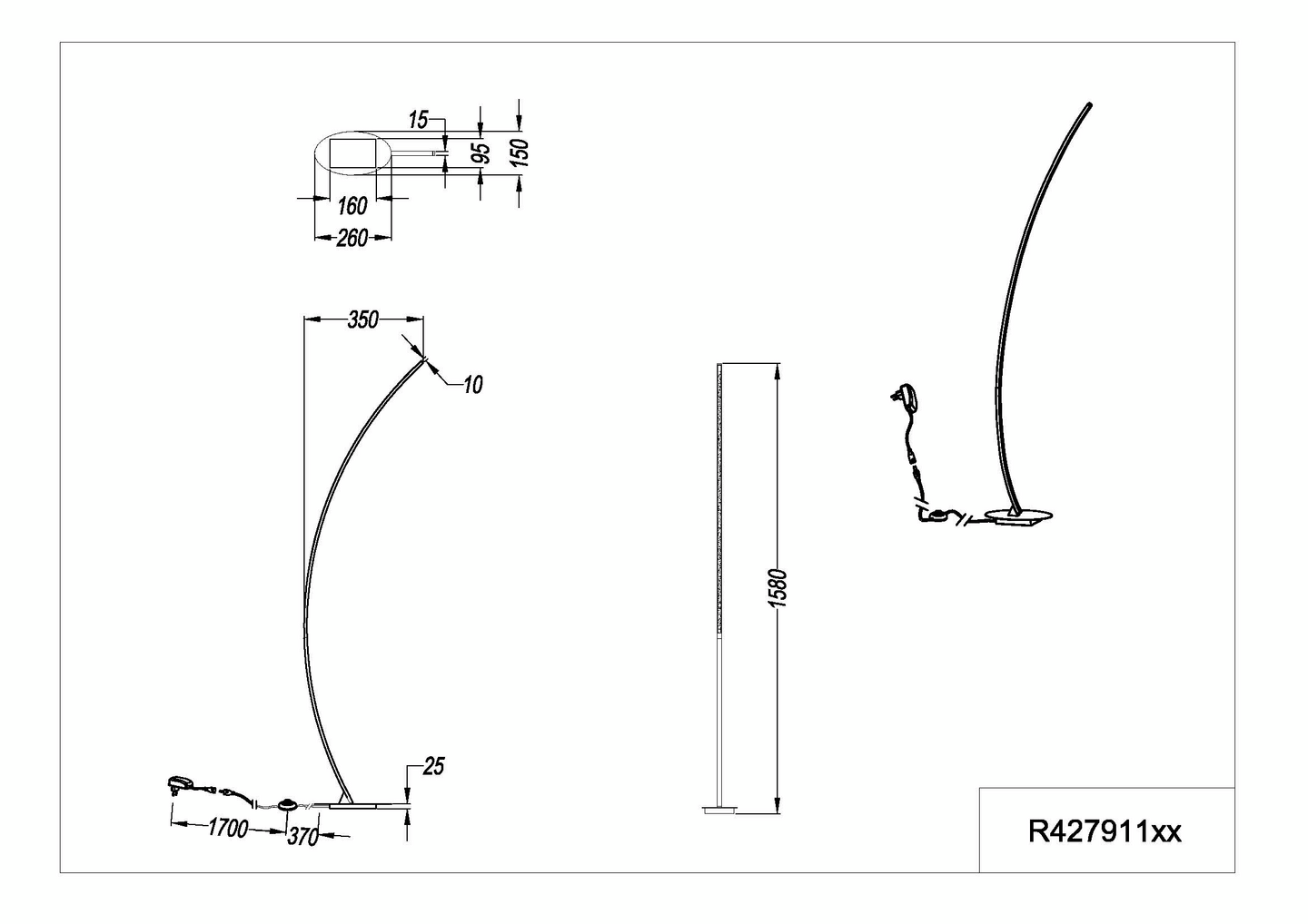 Lattiavalaisin TRIO Solo led 11W mattamusta