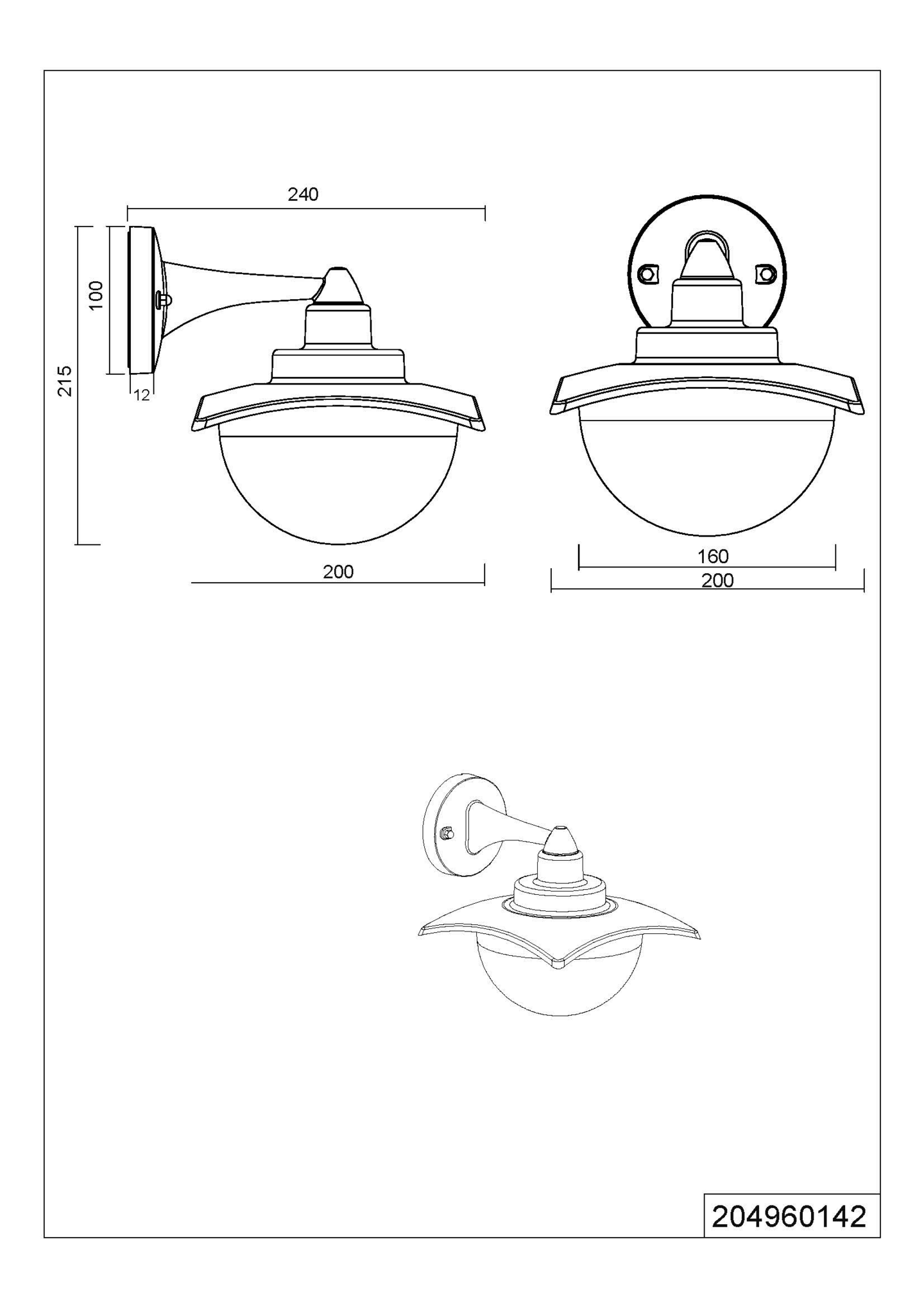 Ulkoseinävalaisin TRIO Donez E27 40W antrasiitti/valkoinen