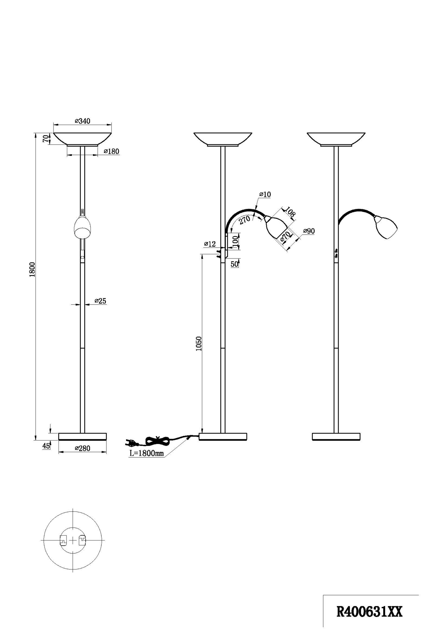 Lattiavalaisin TRIO Gerry messinki