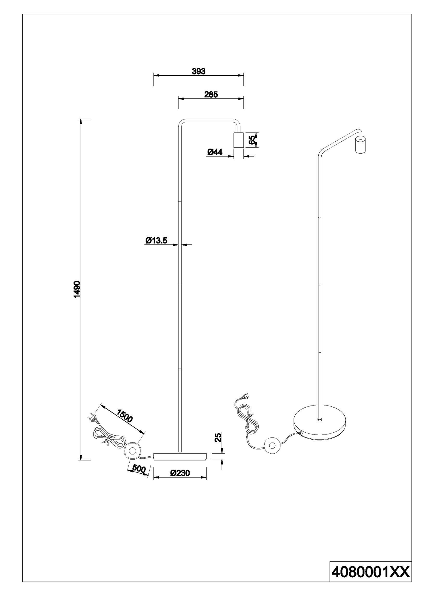 Lattiavalaisin TRIO Diallo E27 musta