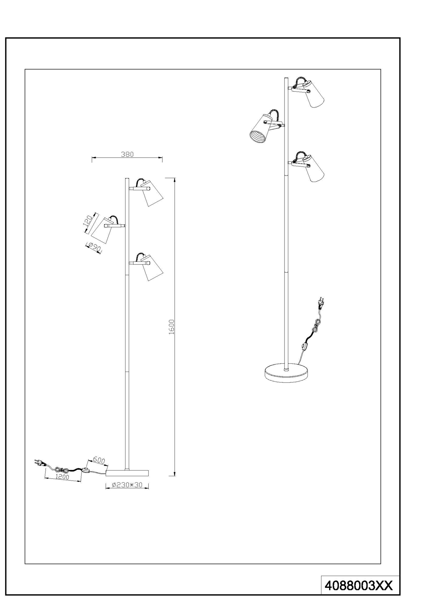 Lattiavalaisin TRIO Edward E14 musta