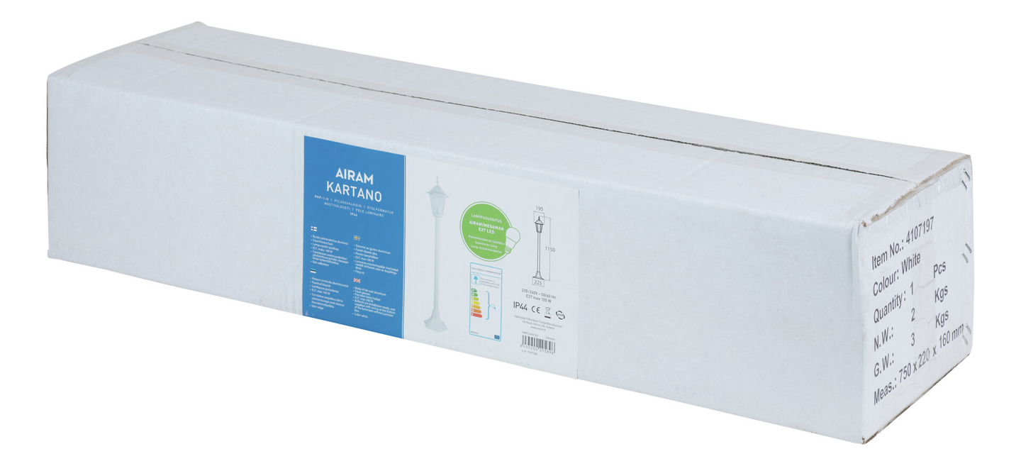 Ulkopylväsvalaisin Airam Kartano PKP-1-U E27 valkoinen