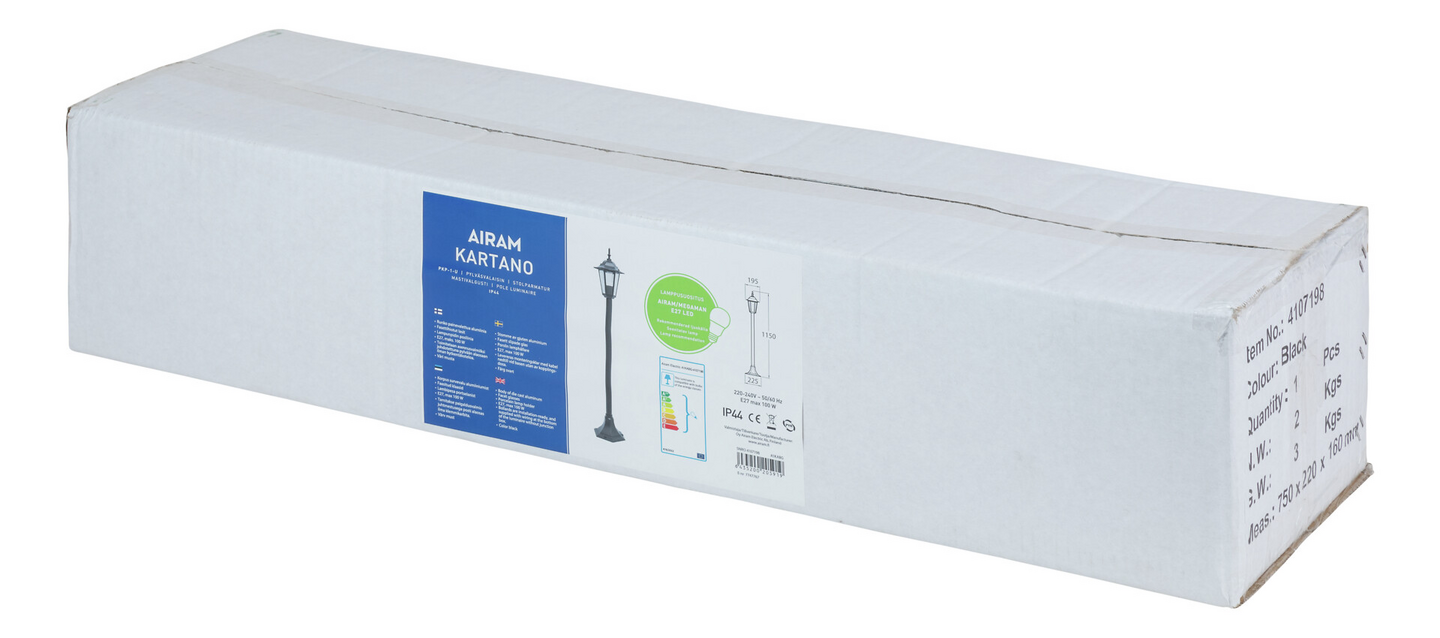 Ulkopylväsvalaisin Airam Kartano PKP-1-U E27 musta