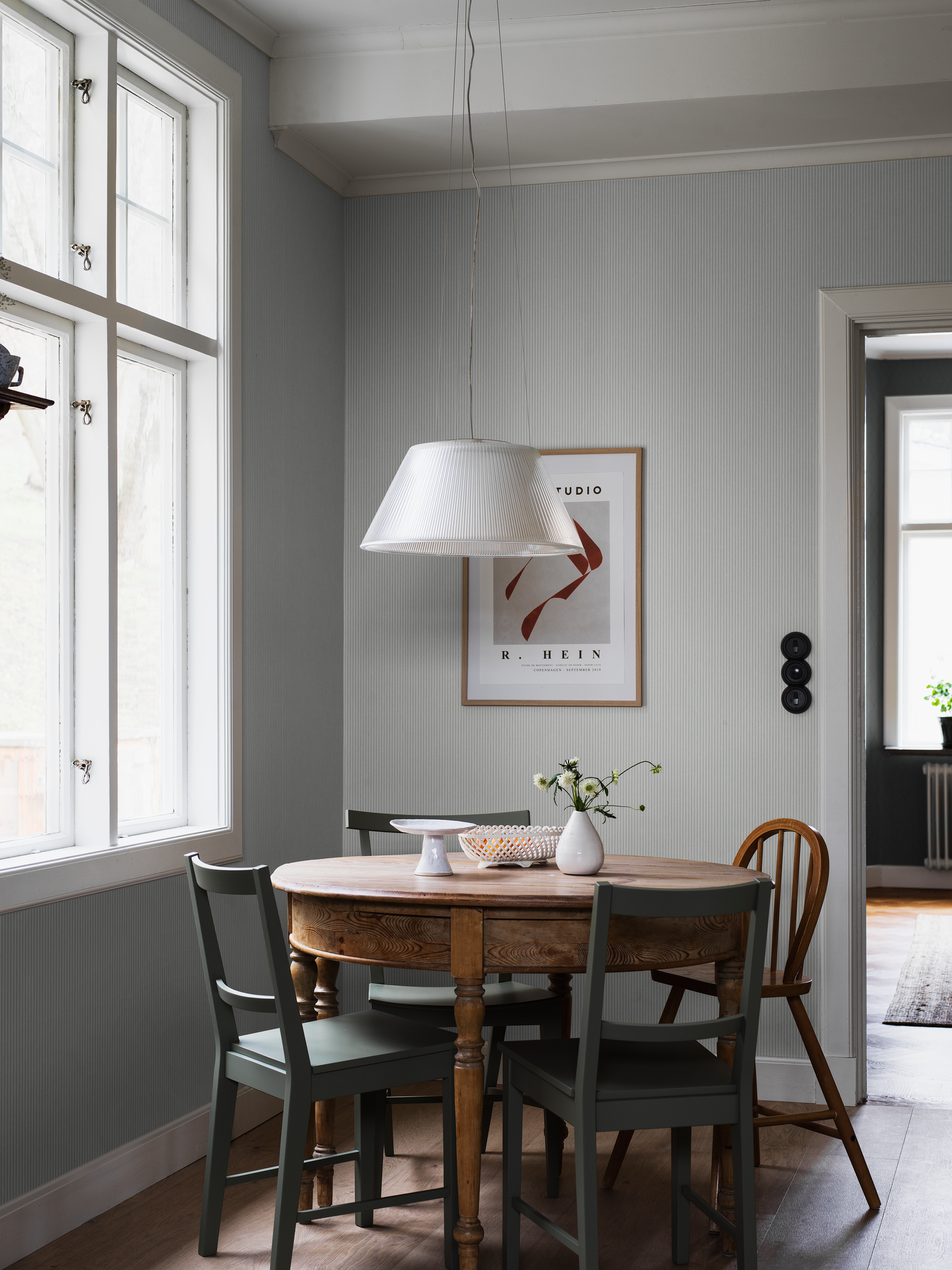 Kuitutapetti Boråstapeter Linen Polka Stripe 7863 Plight Blue 10,05m