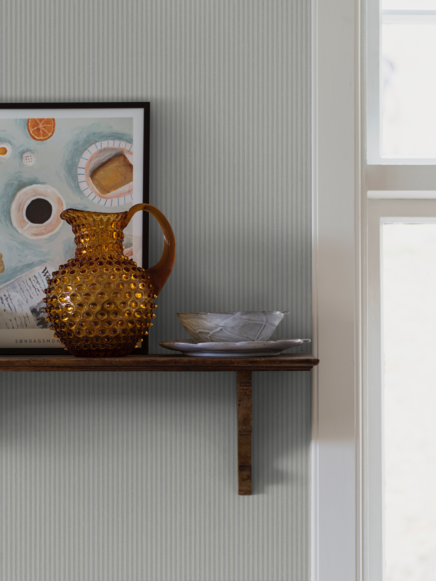 Kuitutapetti Boråstapeter Linen Polka Stripe 7863 Plight Blue 10,05m