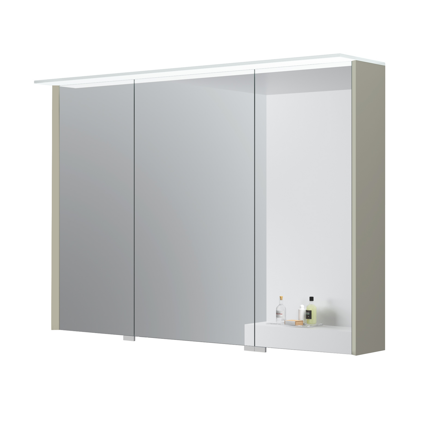 Peilikaappi Cello Bay LED L100 S14,6 K71 cm greige IP44 pistorasia